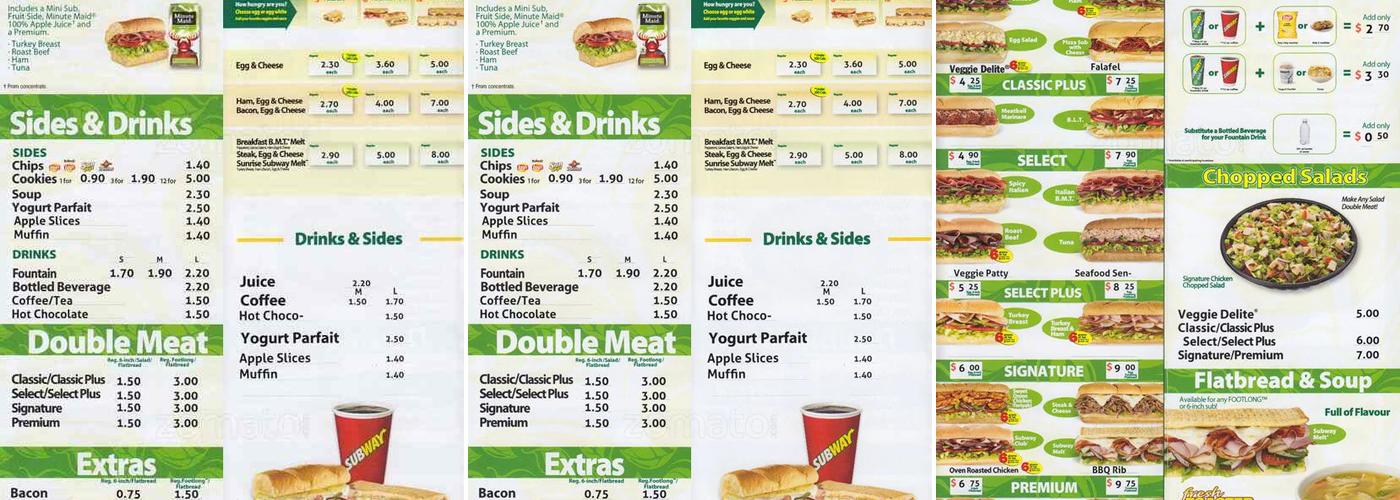 Subway Menu