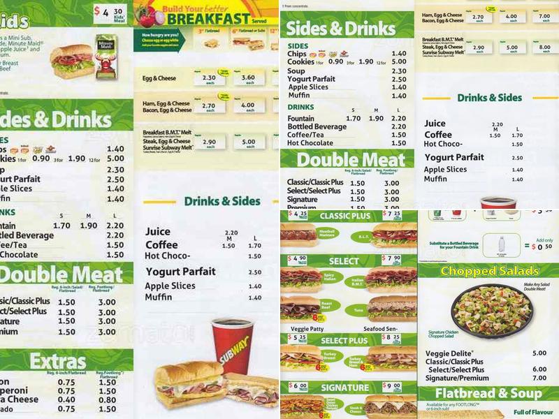 Subway Menu