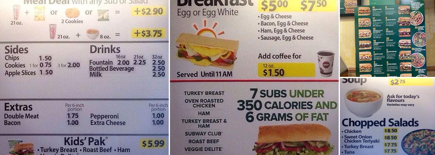 Subway Menu