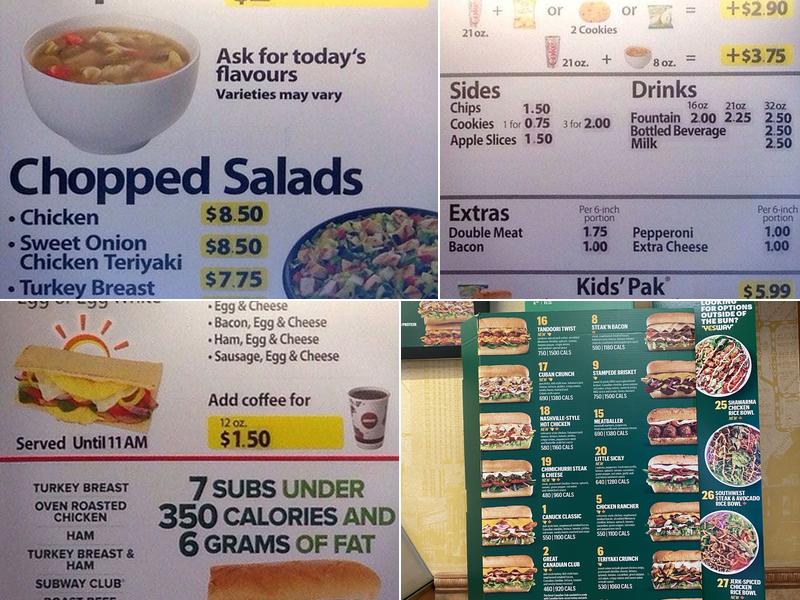 Subway Menu