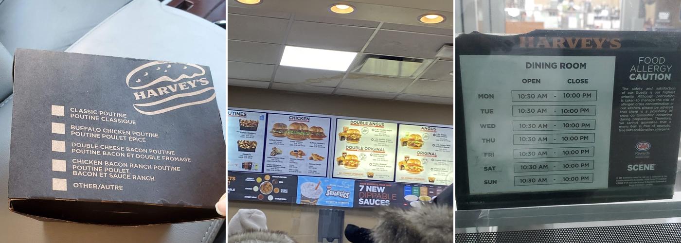 Harvey's Menu