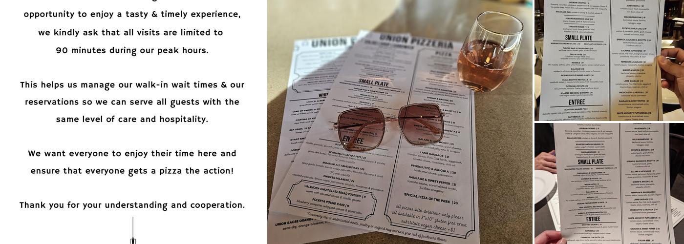 Union Pizzeria - Evanston SPACE Menu