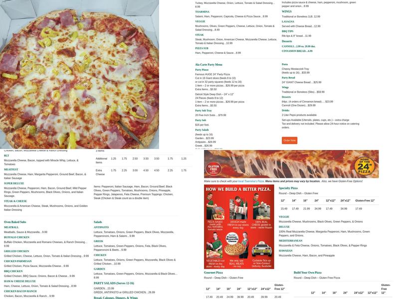 Toarmina's Pizza Menu