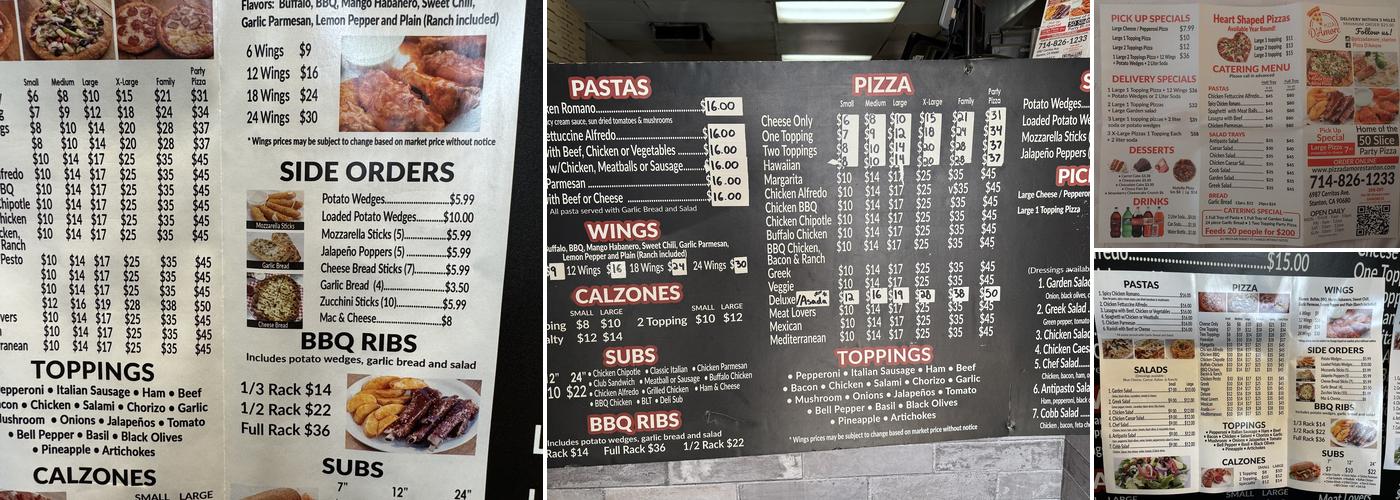 Pizza D'Amore Menu