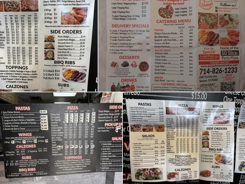Pizza D'Amore Menu