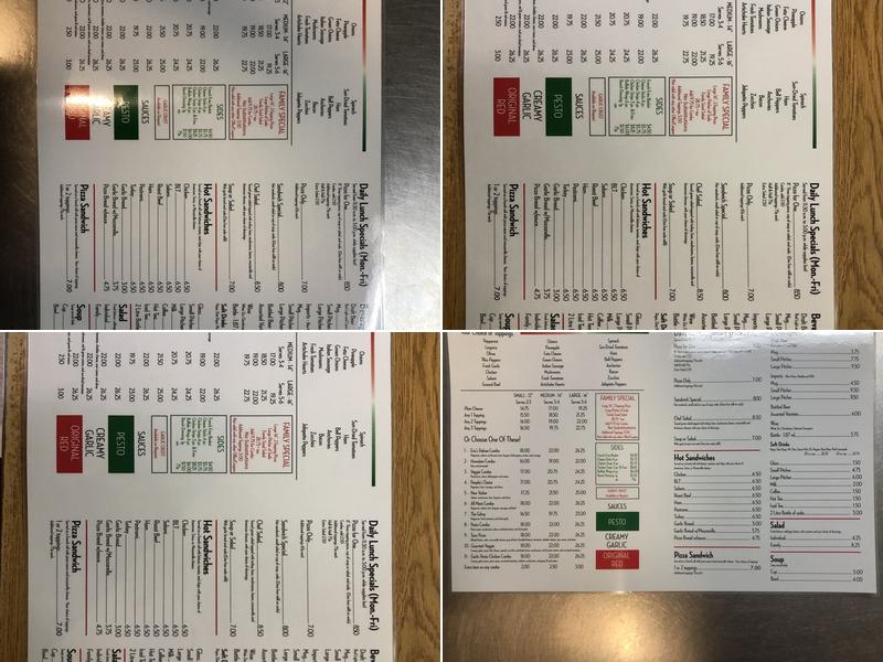 Eric's New York Style Pizza Menu