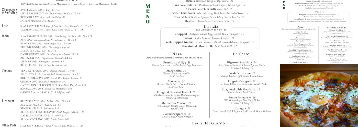 SLAY Italian Kitchen Menu