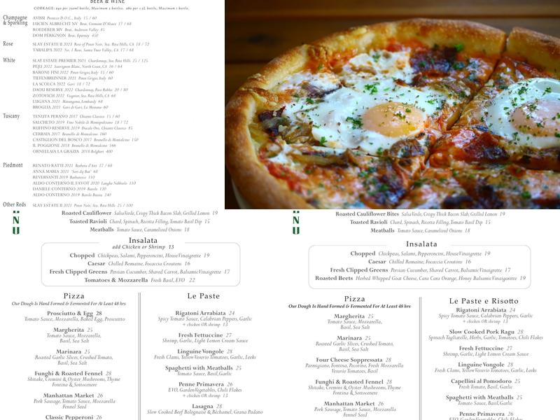 SLAY Italian Kitchen Menu