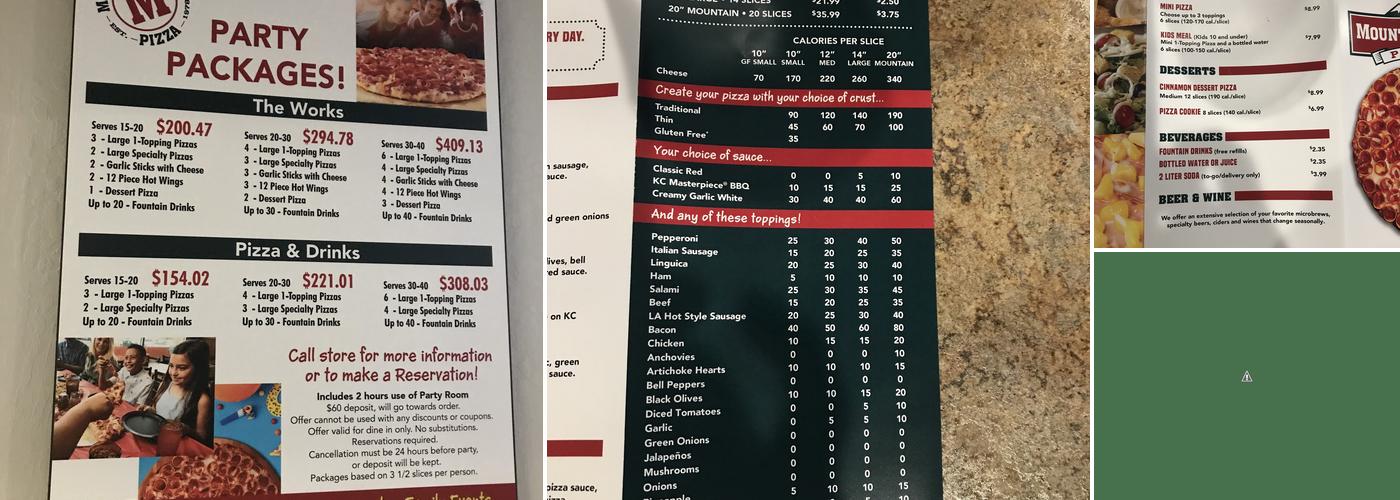 Mountain Mike's Pizza Menu