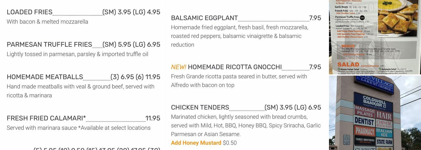 Three Brothers New York Pizza Menu