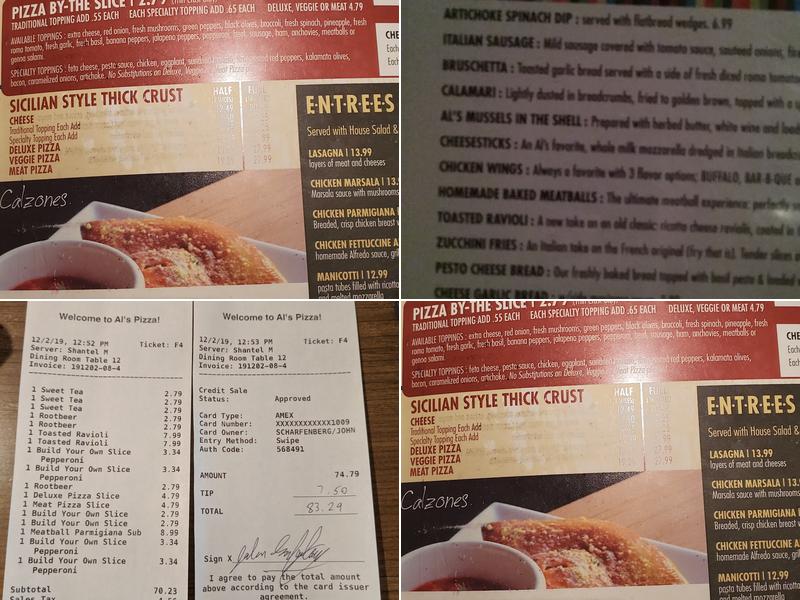 Al’s Pizza Menu