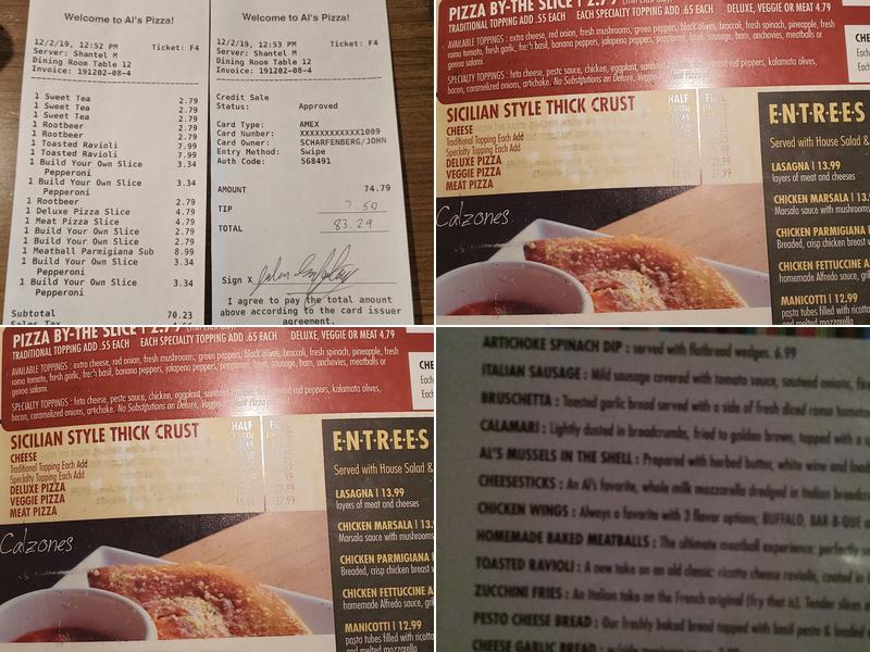 Al’s Pizza Menu