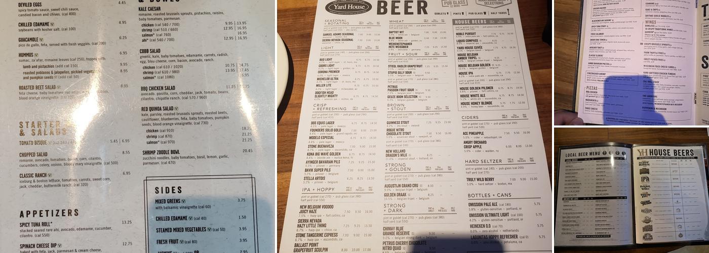 Yard House Menu