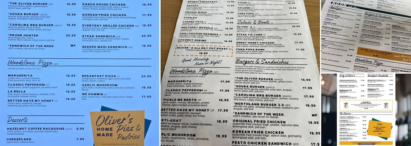 Oliver's Menu