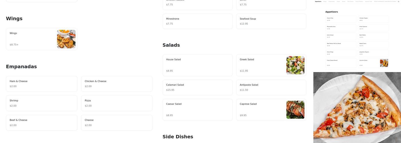 Fresca Pizza & Pasta Menu