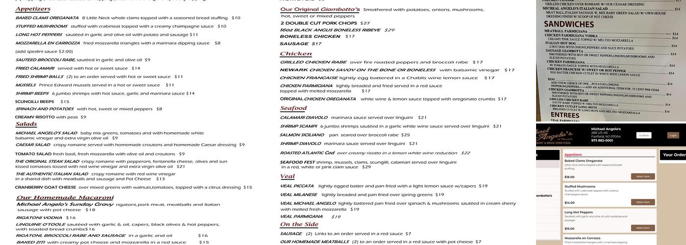 Michael Angelo's Menu