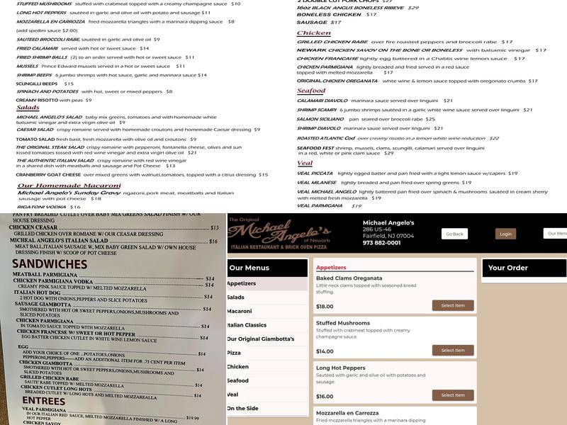 Michael Angelo's Menu