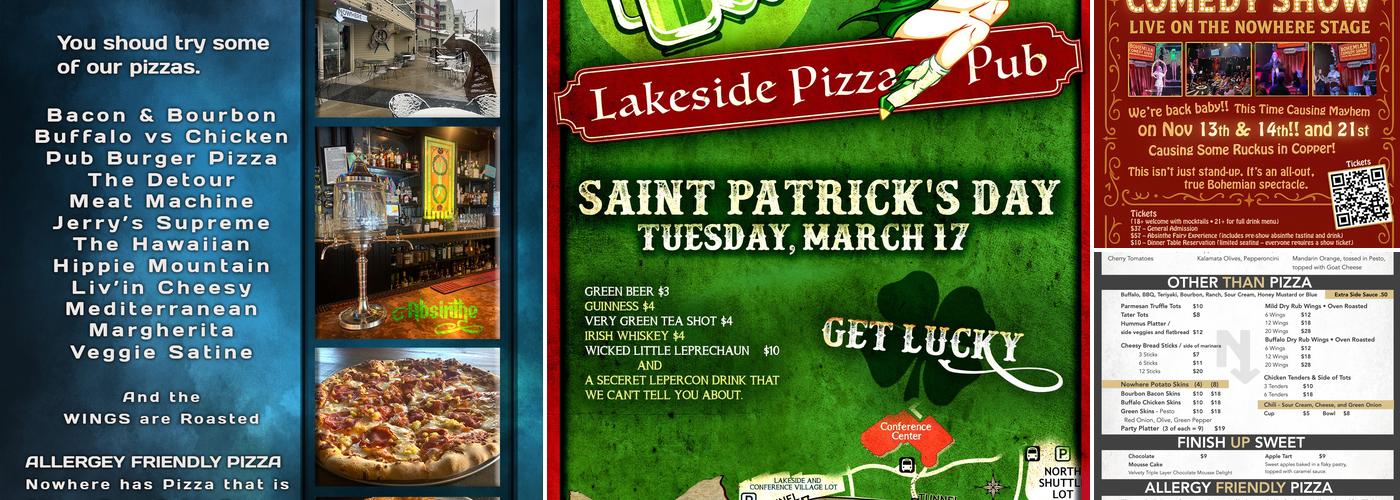 Nowhere Pizza & Pub Menu