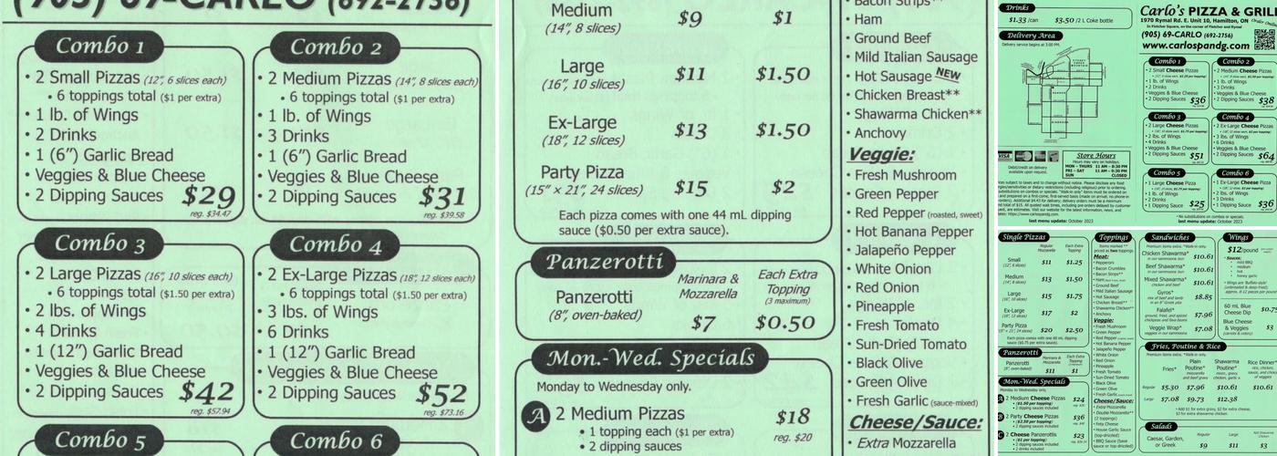 Carlo's Pizza & Grill Menu