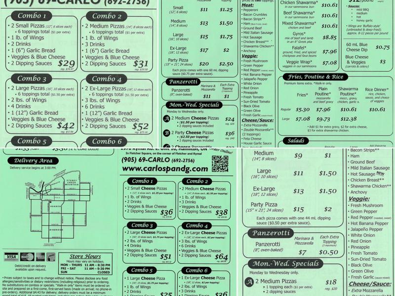 Carlo's Pizza & Grill Menu