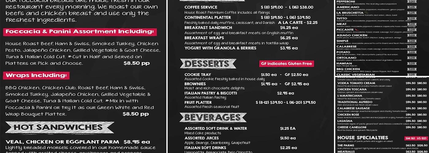 Piazza Manna Menu