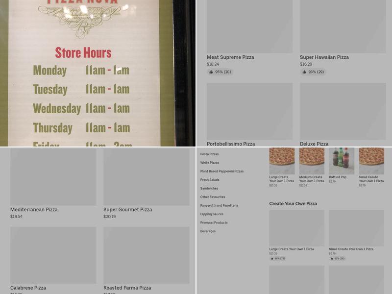 Pizza Nova Menu