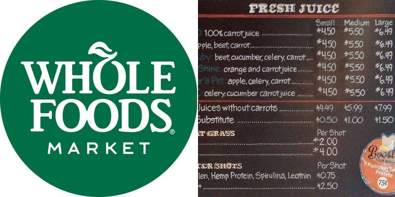 Whole Foods Market Menu