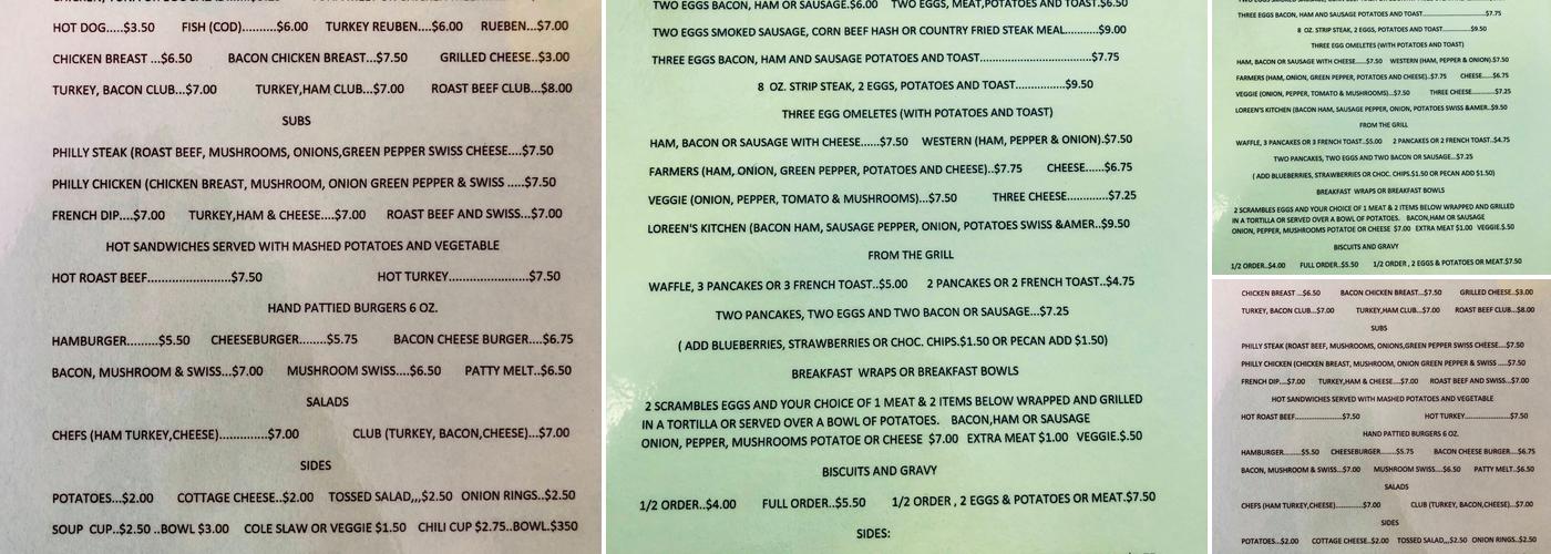 Loreen's Corner Kitchen Menu