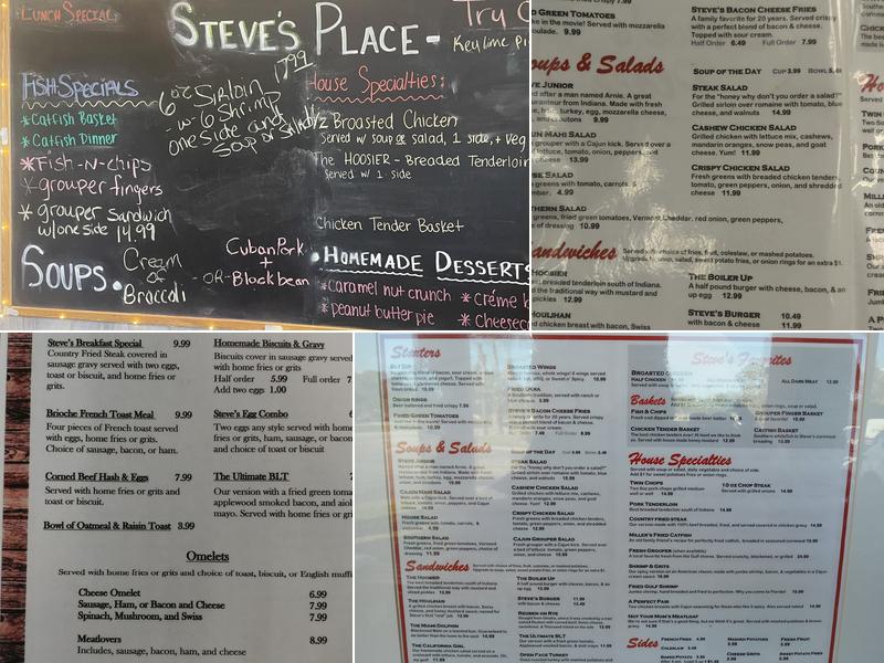 Steve's Place Menu