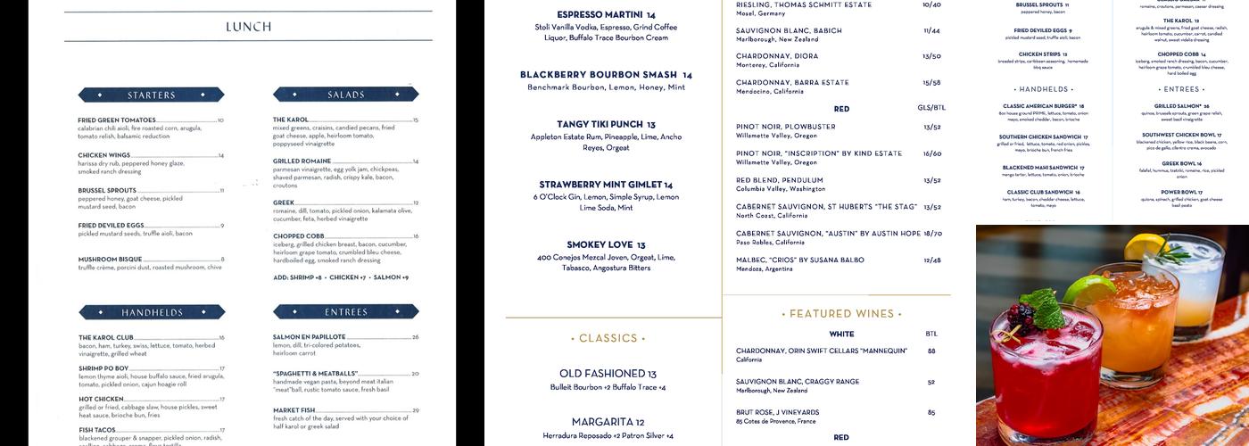 K Club Bar & Bistro Menu