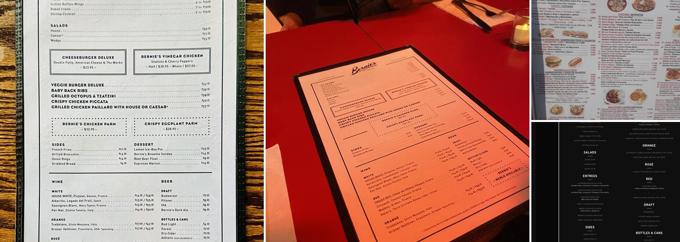 Bernie’s Menu