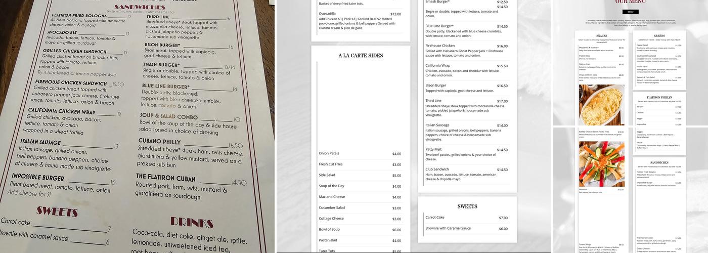 Flatiron Tavern Menu