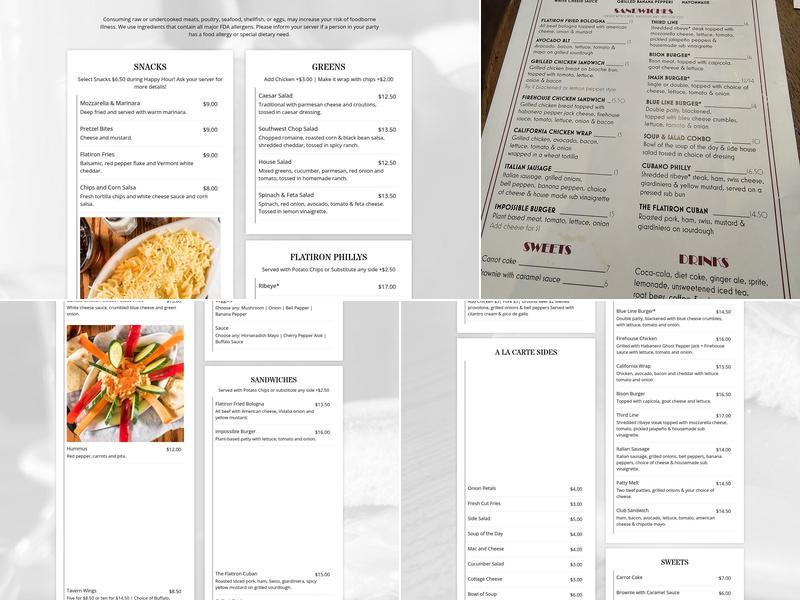 Flatiron Tavern Menu