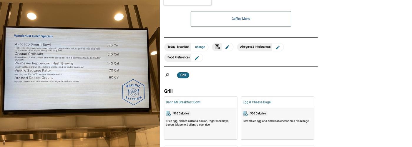 Pacific Kitchen Menu