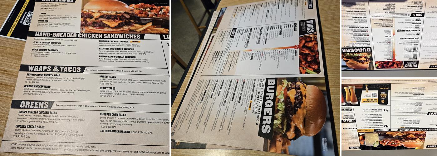 Buffalo Wild Wings Menu
