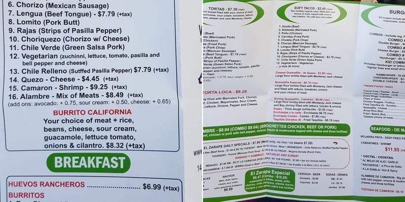 Burger Express Menu