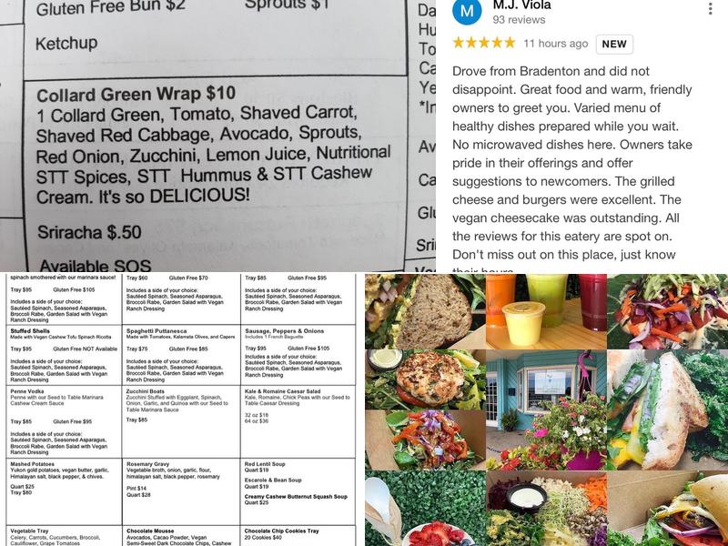 Seed to Table Vegan Eatery Menu
