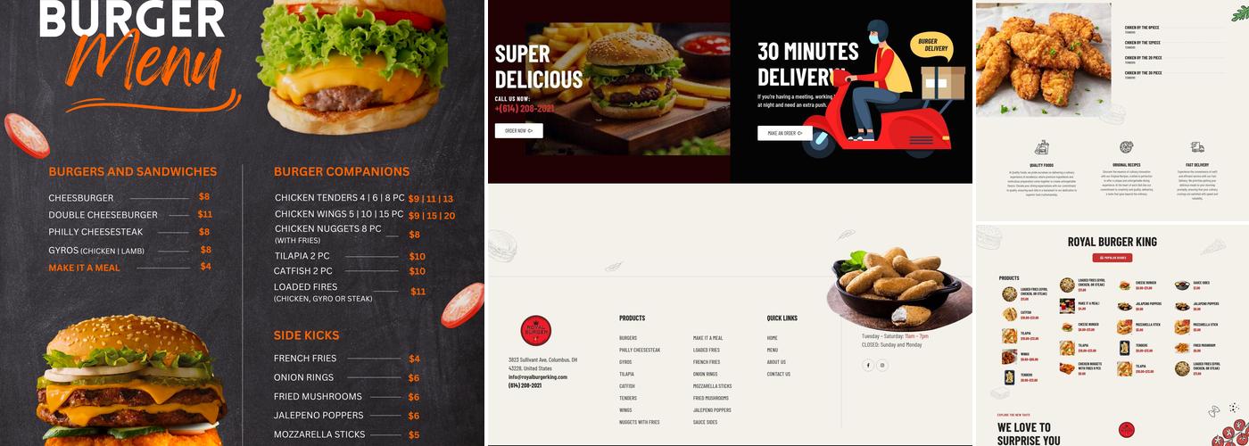 Royal Burger Menu
