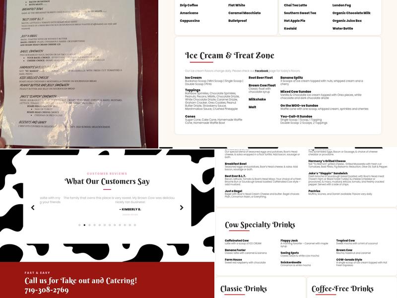 Caffeinated Cow Menu