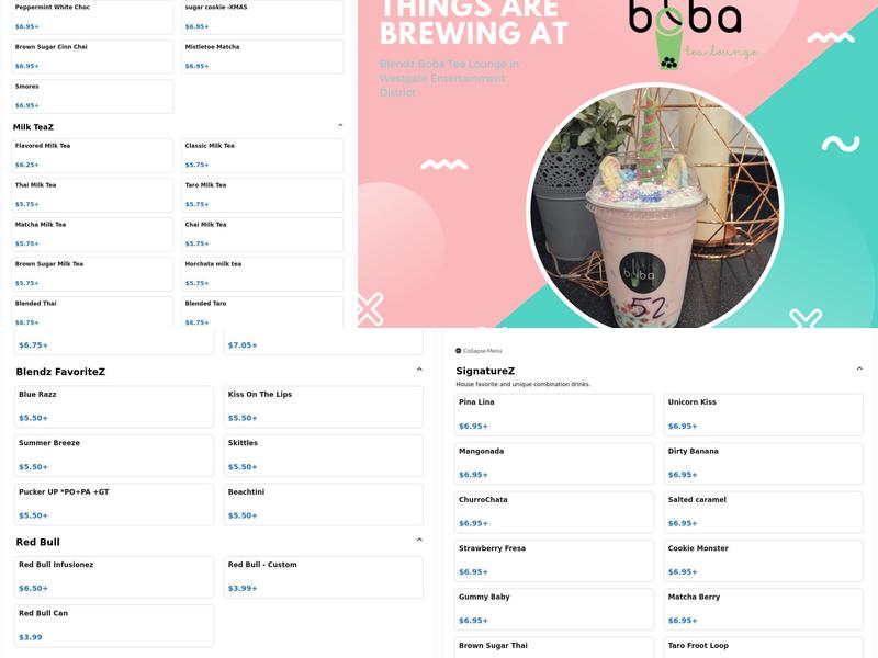 Blendz Boba Tea Lounge Menu