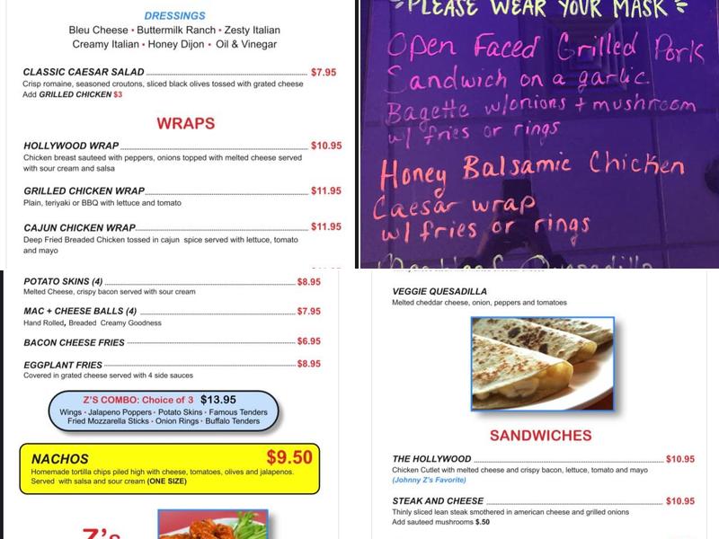 Z'S Corner Cafe Menu