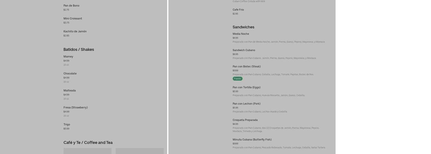 Mercedes Coffee Shop Menu