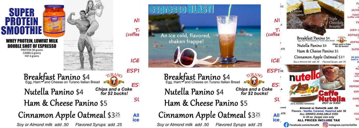 Avito Caffe Menu