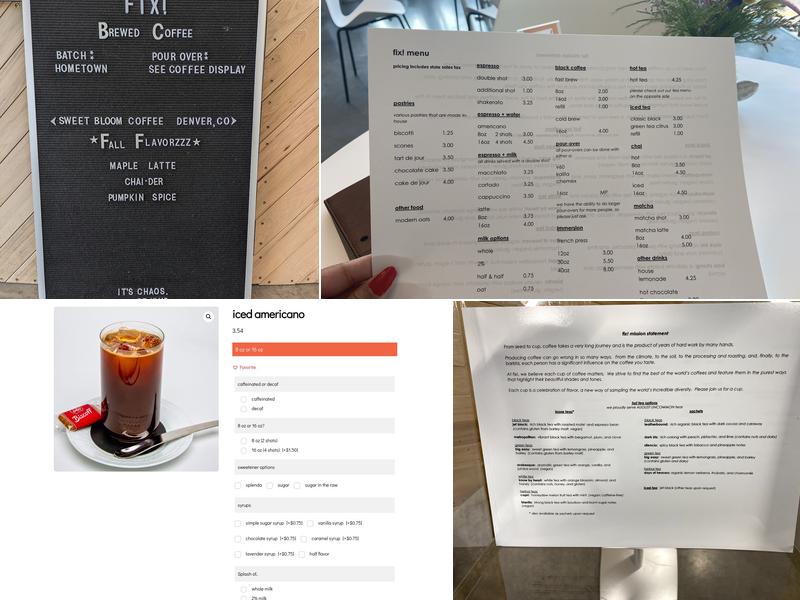 fix! Coffee Menu