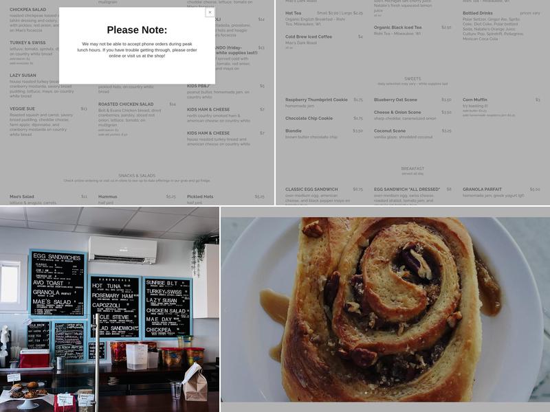 Mae's Sandwich Shop Menu