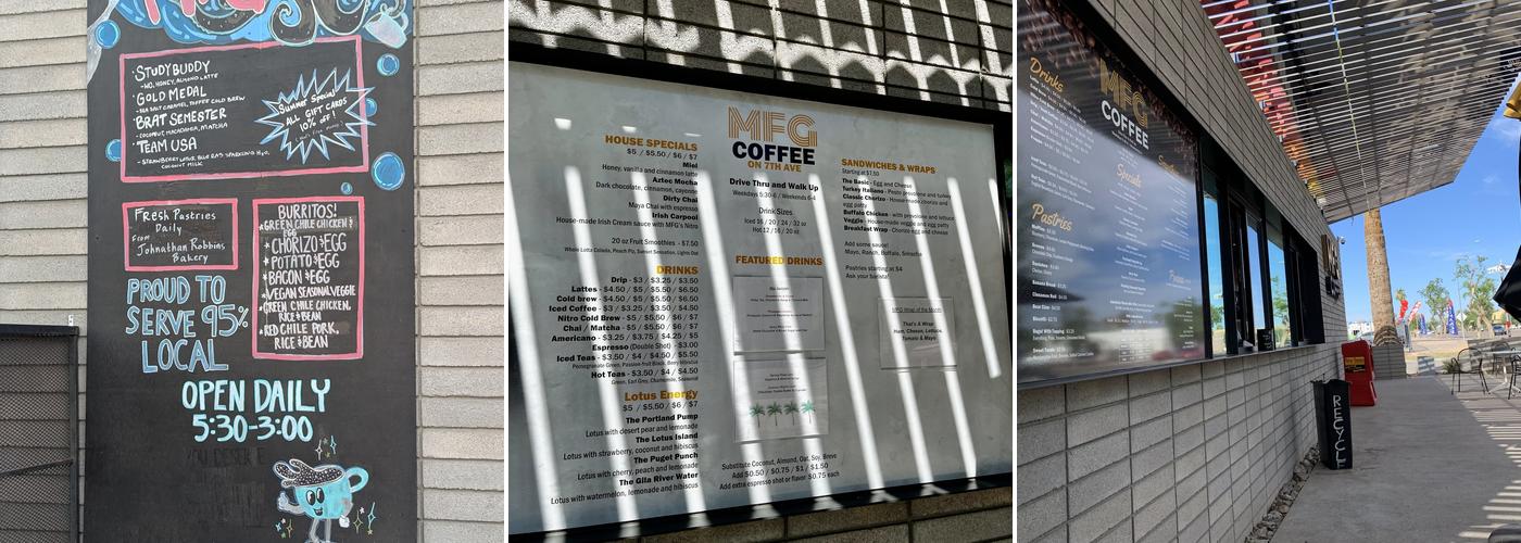 MFG Coffee Menu
