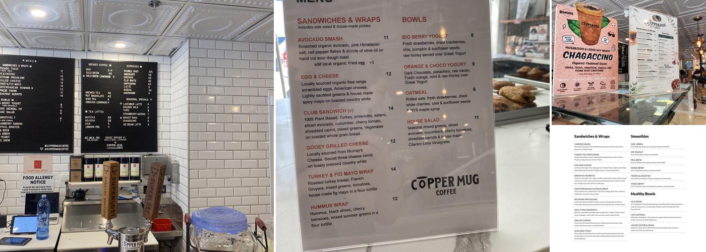 Copper Mug Coffee Menu