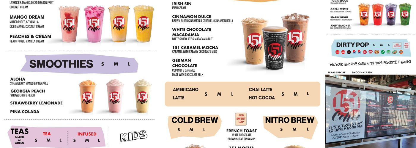 151 Coffee Menu