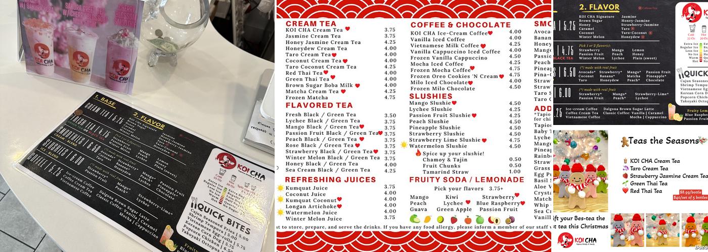 KOI CHA Menu