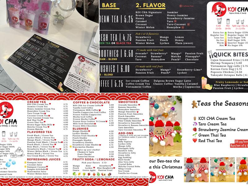 KOI CHA Menu